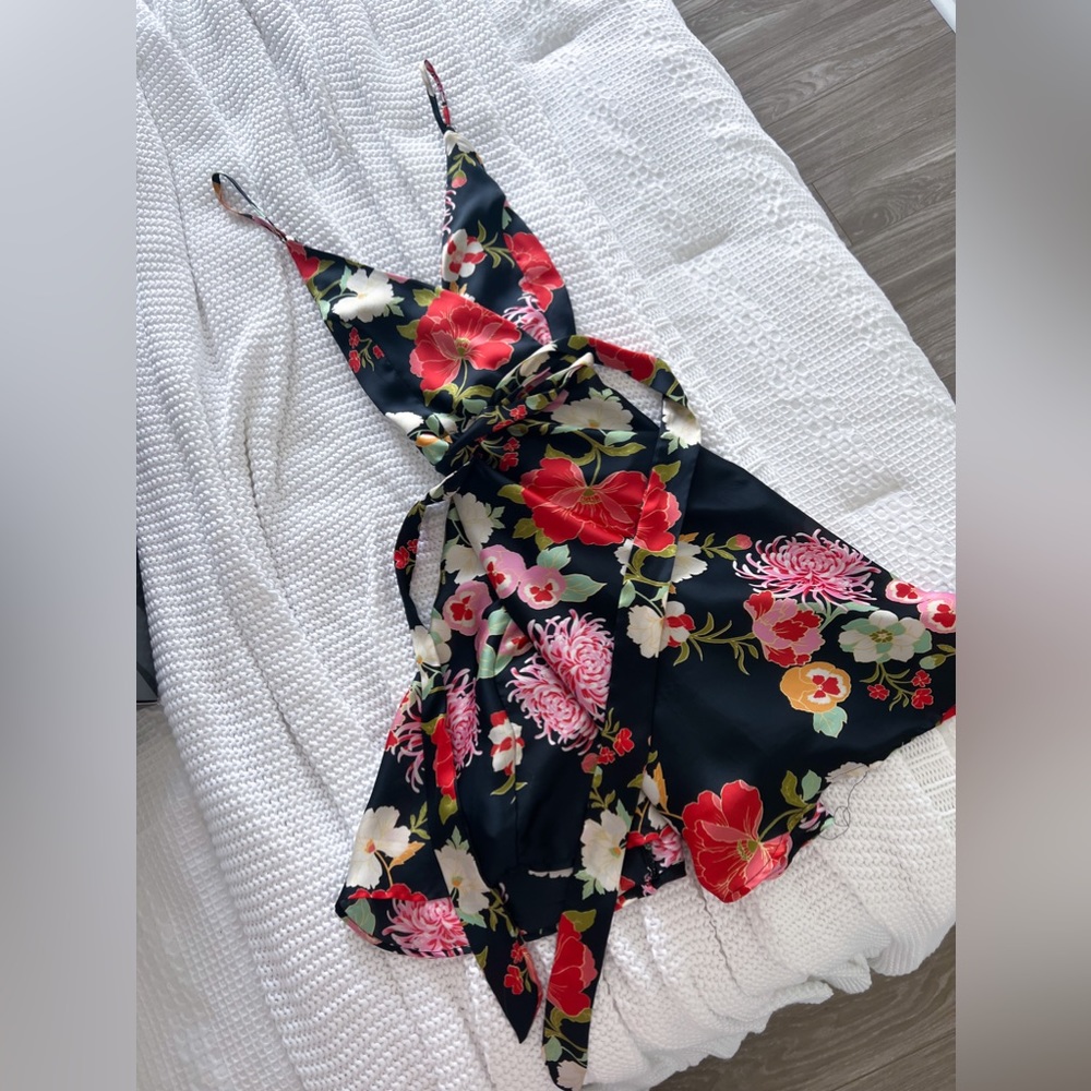 Floral Wrap Mini Dress